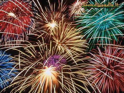 cartolina Fuochi di Artificio, anno nuovo, felice, cartoline capodanno, auguri, gioia, colori